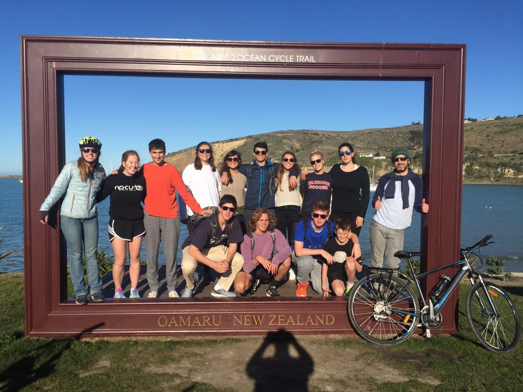 The group finishes a portion of the Alps2Ocean bike trail on an afternoon ride.