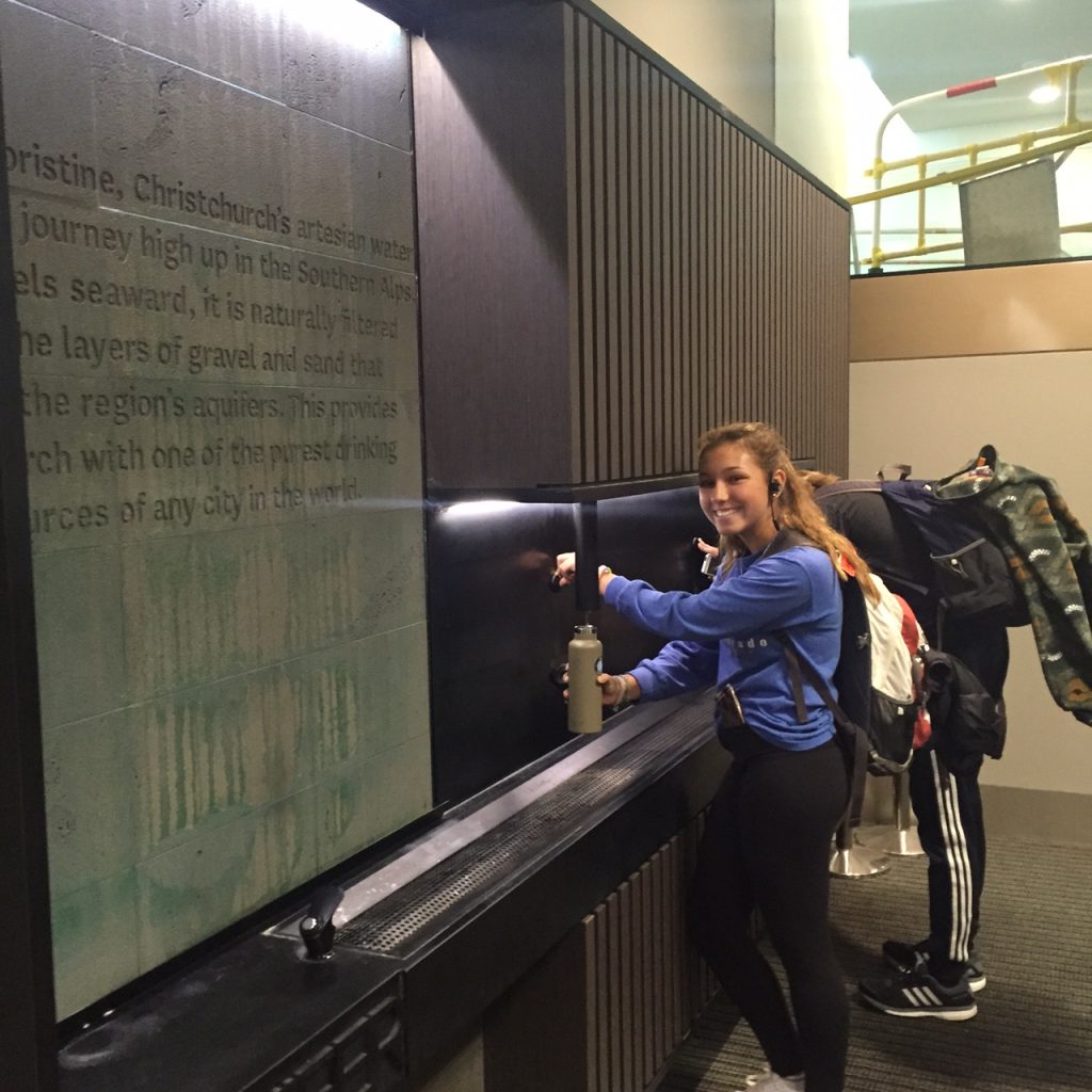 Ana getting some of that fresh artisanal New Zealand water